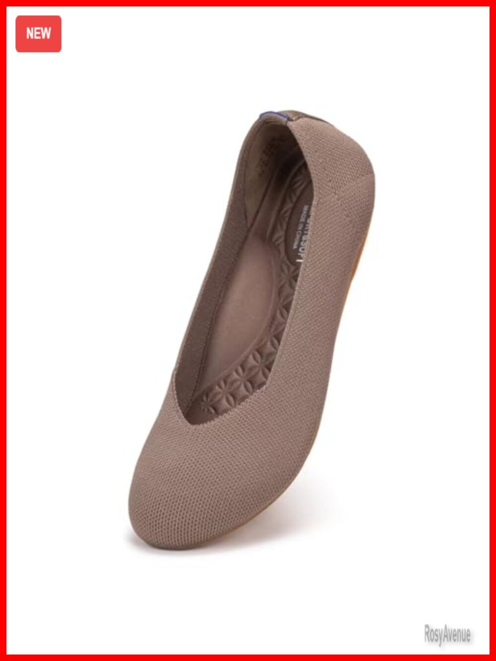 Wide Width Ballet Flats Round Toe Knit Arch Support Slip On